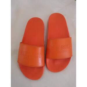 $350 Givenchy Logo Rubber Slide Sandals Orange US8.5